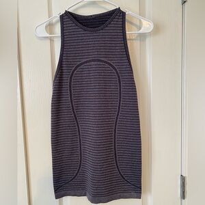 Lululemon Run Swiftly Tech Rugby Striped Tonal Heathered Black Grape Tank size 4